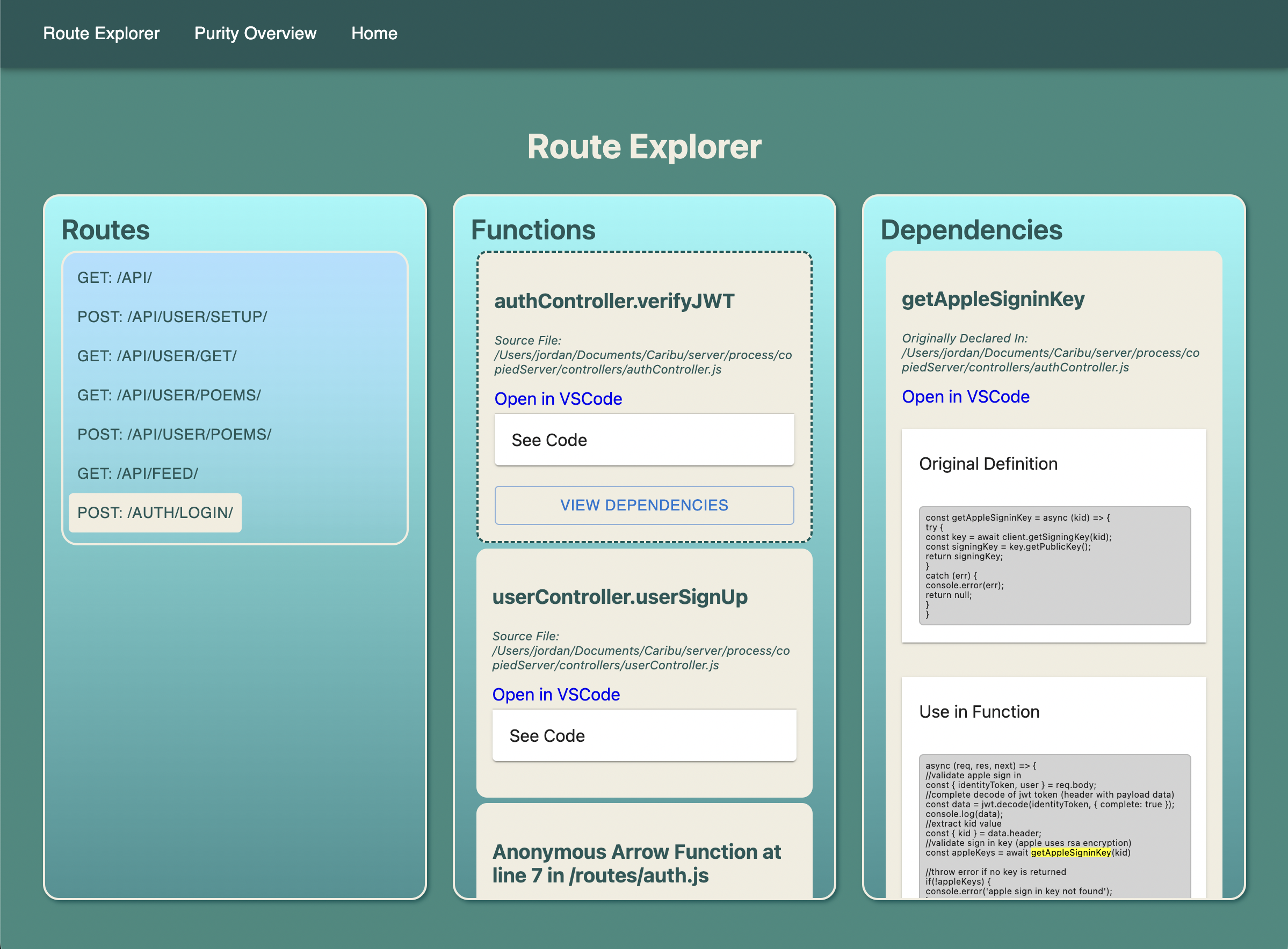 Caribu Route explorer